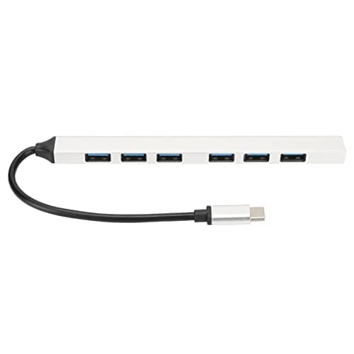 Image of 7 Port USB Hub, USB 3.0 and USB 2.0 Multiport Splitter, Aluminum Alloy Data Hub with 5Gbps High - Speed Transfer, Compact Design for Laptop Desktop PC