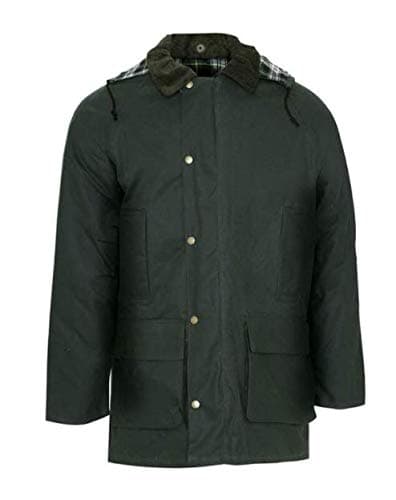 Image of Dallaswear Howick Mens Wax Jacket with Quilted Lining and Detachable Hood (Olive, 2X-Large)