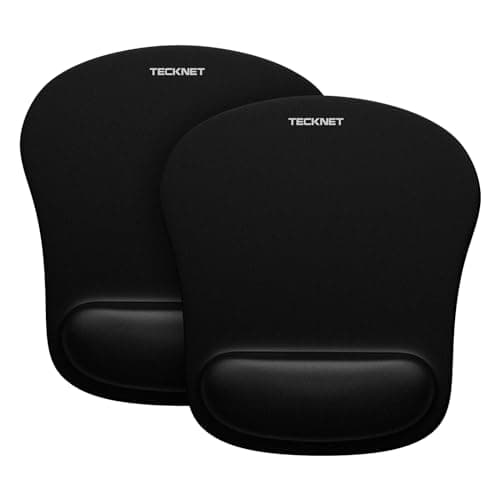 Image of TECKNET Mouse Mat Wrist Support, 2 Pack Ergonomic Mouse Mat with Memory Foam, Mice Pad with Anti-slip Rubber Base, Waterproof Surface Mouse Pad for Computer, Laptop, Office, Home and Travel, Black
