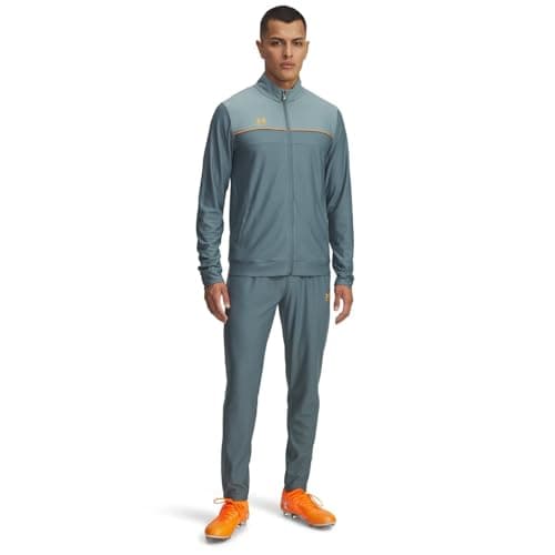 Image of Under Armour Men's Challenger Tracksuit, Men's Tracksuit with Fast-Drying Material and Ankle Zips, Comfortable and Tough Gym Wear for Sports and Training,Jasper Blue / / Squad Orange,MD