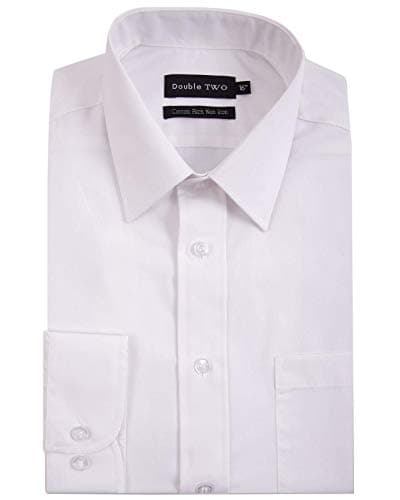 Image of Double TWO Mens Long Sleeved Non Iron Cotton Rich Shirts (4500) in White in (Collar 15.5/Chest 40-42")