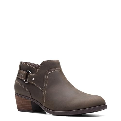 Image of Clarks Women's Charlten Grace Ankle Boot, Taupe Oily Leather, 7