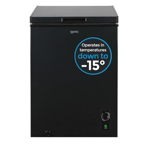 Image of Igenix IG100B Freestanding Chest Freezer, 99 Litre Capacity with Freezer Basket, Suitable for Outbuildings and Garages, Black