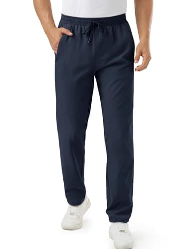 Image of TACVASEN Men's Lightweight Trousers Quick Dry Running Hiking Gym Joggers Summer Travel Pants with Pockets Navy XL