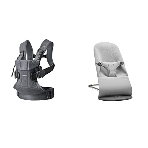 Image of BabyBjörn Baby Carrier One Air, 3D Mesh, Anthracite & Bouncer Bliss, Dark Grey Frame, 3D Jersey, Light Grey