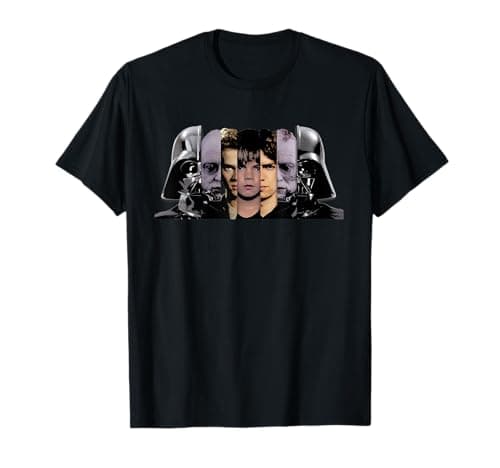 Image of Star Wars Official Darth Vader Evolution Geometric Pattern Black T-Shirt - Unisex-Adults, Small, Short Sleeve