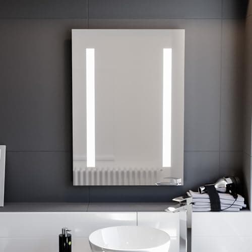 Image of Nes Home Bathroom LED Mirror with Battery Powered Button Switch 500 x 700mm