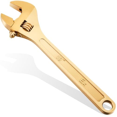 Image of Hicarer Non Sparking Wrench, 10 Inch Spark-Free Adjustable Spanner - Aluminum Bronze Anti-Magnetic & Corrosion-Resistant Tool for Flammable Gas, Chemical Plant, Open Max 30 mm