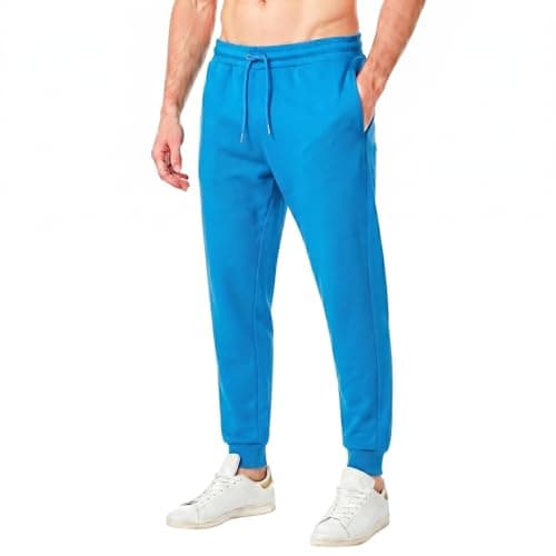 Image of RIPT Men’s Fleece Joggers with Drawstring Waist Cuffed Tracksuit Bottoms with Pockets Soft Touch Sweatpants for Gym & Loungewear (Blue Aster, S)