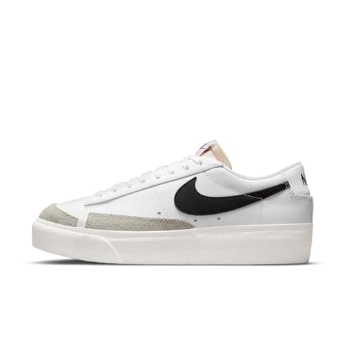 Image of Nike Women's Blazer Low Platform Trainers, White Black Sail Team Orange, 7.5 UK