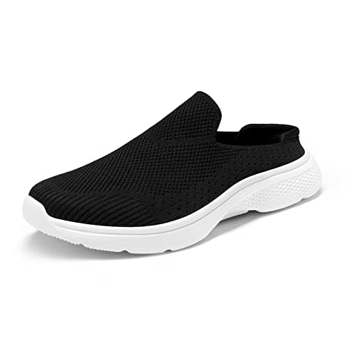 Image of DREAM PAIRS Womens Mules Shoes Knit Slip-on Sneakers Comfort Slippers Flats Platform Lightweight Breathable Non-Slip Walking Shoes,Size 6.5,Black,SDML2201W