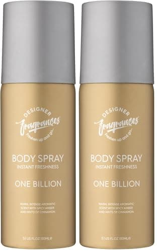 Image of Designer Fragrances Single Pack One Billion Men's Body Spray Deodorant Cans - For Instant Freshness on The Go - Long Lasting Smell - Great Male Gift Sets - 150ml (Pack of 2)
