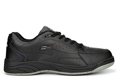 Image of Generic Men's Leather Coated Trainers, Black/White, Size 12 UK, Width Medium, All Seasons, Solid, Low Top, Lace-Up, No Heel, Adult Men's Trainers