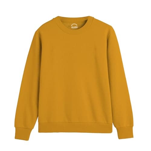 Image of DELLMOOR Men’s Crew Neck Plain Sweatshirts, Breathable 280 GSM French Terry Fabric Cotton Long Sleeve Jumper for Mens Adult, Sizes S - 2XL (UK, Alpha, L, Regular, Regular, Yellow)