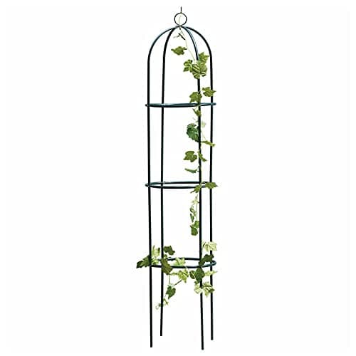 Image of Crystals 1.9m Garden Obelisk, Garden Arbour Heavy Duty Steel Frame Climbing Plant Flowers, Metal Garden Obelisk Decorations Yard Round Weather-Proof Outdoor, Roses, Vegetables, Lawn, Patio, Green