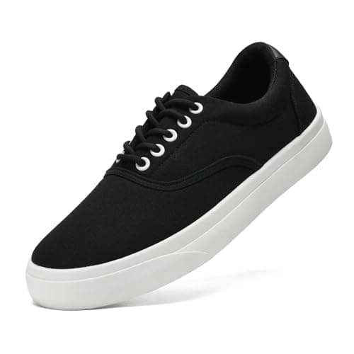 Image of Mens Canvas Shoes Low Top Sneaker Casual Trainers Lace Up Thick Sole Breathable Fashion Plimsolls Pumps Tennis Shoes for Men(Black 276)