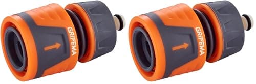 Image of GRIFEMA GE1202 Quick Coupling Hose for 1/2" 12.5 mm - 5/8" 15 mm, Hose Stop Connector, Easy Installation, Sun Protection, Grey - Orange [Amazon Exclusive] (Pack of 2)