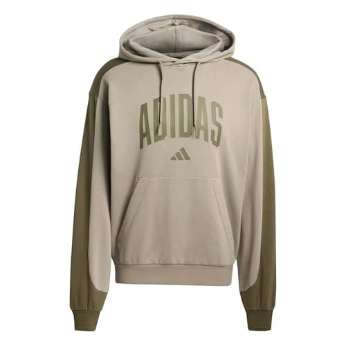 Image of adidas Men's COLLEGIATE FLEECE HOODIE, silver pebble/olive strata, L