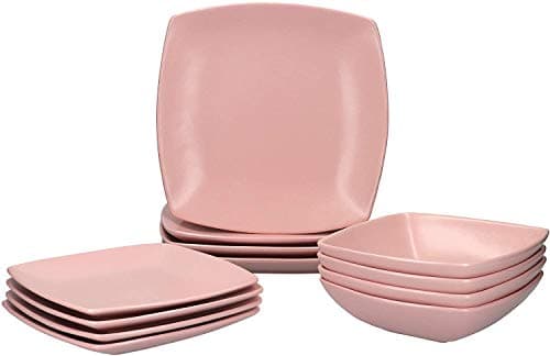 Image of Creative Tops Square Dinner Set, Pink, 12 Piece Service for 4