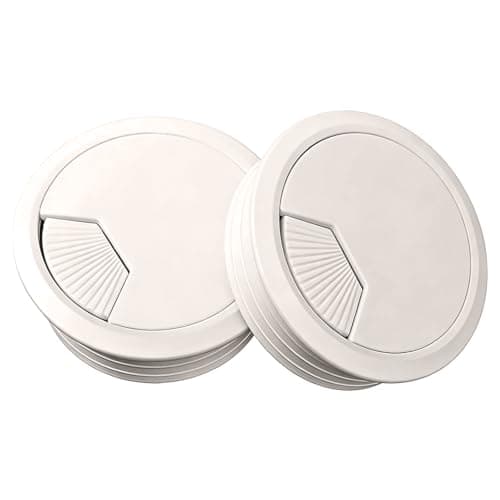 Image of 2 Pcs Desk Grommet 60mm Grey Desk Cable Grommet, Reusable Plastic Desks Hole Cover, Detachable Cable Grommets for Wire Tidy, CablesTidy, Cord Organizer for Office Home Table