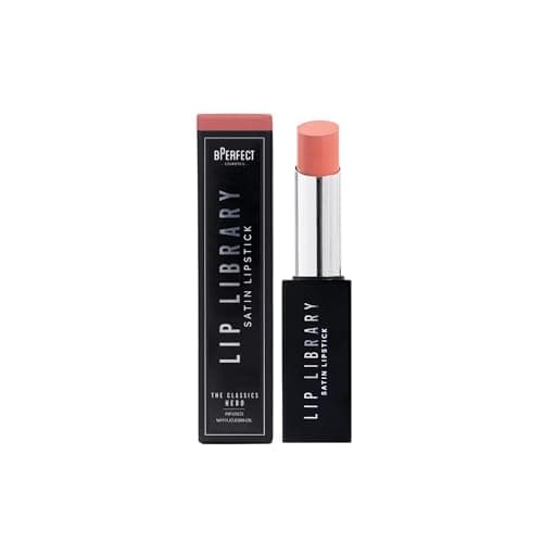 Image of BPerfect Lip Library Lipstick – Long Lasting Satin Lipstick Infused with Jojoba Oil, Shade Hero (Rose Pink Nude)