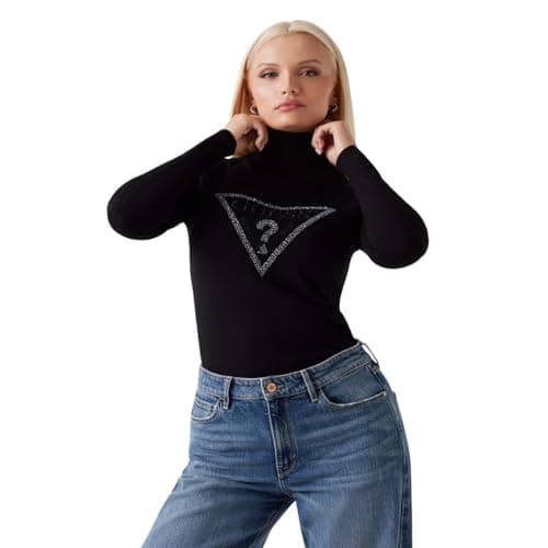 Image of GUESS Melanie Triangle JBLK Jet Black a996 Winter Jeans Jumper, Jet Black A996, M