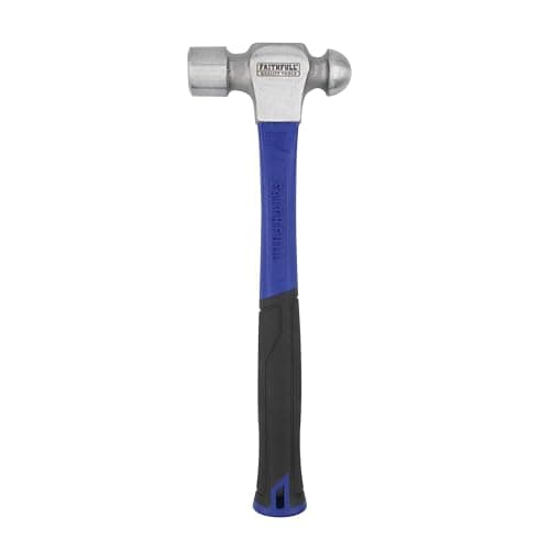 Image of Faithfull Ball Pein Hammer 32oz (908g) – High-Strength Fibreglass Shaft with Polished Steel Head & Ergonomic Non-Slip Grip for Metalworking, Engineering, General Repairs & DIY Projects