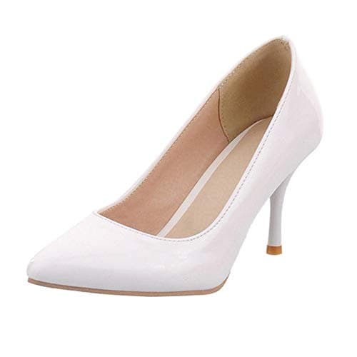 Image of Smilice 8 Colors Plus Size 1-12.5 US Women High Heel Court Shoes Dressy & Elegant for Wedding & Party & Work (White, 41 EU)