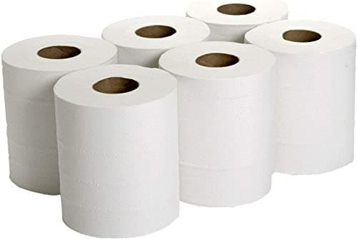 Image of TPZ The Packaging Zone - Wall Mounted Lockable Rolls – 2 Ply Embossed Centre Feed Paper Hand Towel Rolls - Multi-Purpose Use – Suitable for Home and Office Use (White, Pack of 6)
