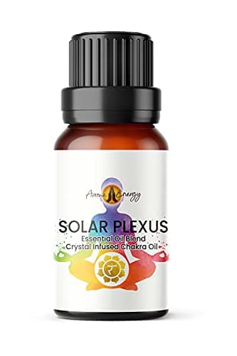 Image of Solar Plexus Chakra Essential Oil Blend with Amber Crystal Chips, 10ml – Lemon, Ginger & Grapefruit - Aromatherapy Diffuser, Burner, Yoga, Meditation, Bracelets, Kundalini