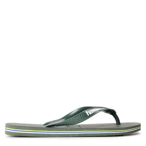 Image of Havaianas Brasil Logo Unisex Adults FlipFlop Green Olive 4.5/5 UK