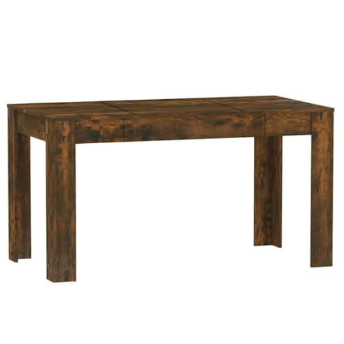 Image of vidaXL Dining Table, 4 Seater, Rectangular, 140x74.5x76 cm, Engineered Wood, Smoked Oak Finish, Sturdy Design, Modern Style, for Home or Indoor Dining Room Furniture