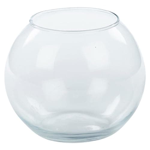 Image of URBNLIVING Recycled Clear Glass Round Flower Pot Fish Bowl Vase Floral Display Centrepiece (Large)