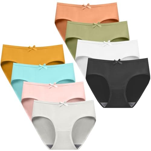Image of AYBUY Teen Girls Knickers, Soft Mid Waist Teenager Underwear Comfy Briefs Underpants Elastic Panties, Plain Knicker, M