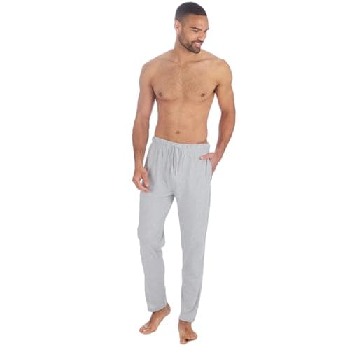 Image of Style It Up Mens Pyjamas Plain Lounge Pants Breathable Comfortable Soft Elasticated Bottoms Adults Loungewear (Grey-Melange, L)