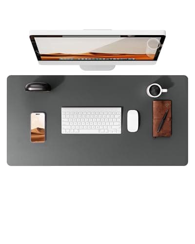 Image of YSAGi Leather Desk Mat, Large Mouse Mat, Non-Slip Desk Pad, Waterproof Leather Table Protector Writing Pad for Office and Home (80 x 40 cm, Dark Grey)