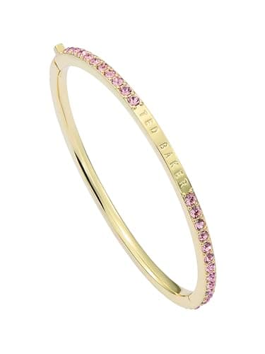 Image of Ted Baker Claudia Narrow Crystal Hinged Bangle Bracelet for Women (Gold/Light Rose Crystal)