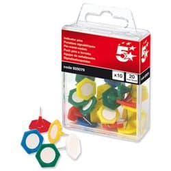 Image of 5 Star Indicator Pins 20mm Head Assorted [Pack 10]