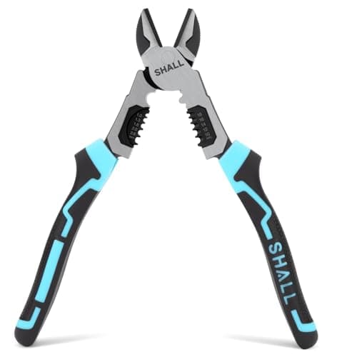 Image of SHALL 3 in 1 Diagonal Cutting Pliers with Wire Stripper, 8” Heavy Duty Cr-V Wire Cutters, Multi-Function High Leverage Side Cutters Industrial Pliers, Multifunction Electricians Tools