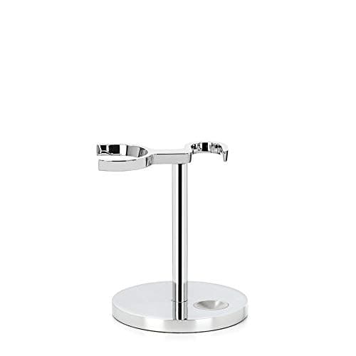 Image of MÜHLE Universal safety razor and shaving brush stand | for double edge safety razors and shaving brushes | sustainable eco-friendly and reusable | chrome