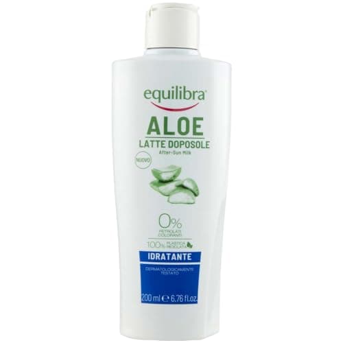 Image of Equilibra Solari, Moisturising Aloe Latte Doposole, Based on Carota Oil, Vitamin E, Aloe Vera Equilibra (40%), Doposole Moisturising Cooling and Restoring Red Skin, 200 ml
