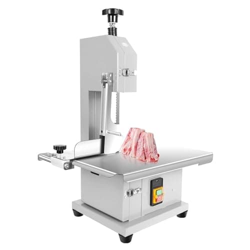 Image of Commercial Electric Bone Saw Machine, Meat Bandsaw for Butchering with 2 Blades, 10-110mm Thickness for Beef Fish