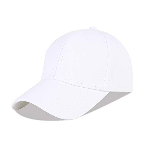 Image of LANGZHEN Baseball Dad Cap 100% Cotton Fits Men Women Classic Adjustable Plain Hat(Structured-White)