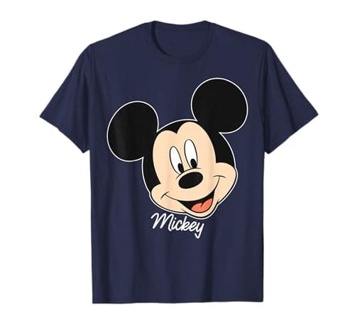 Image of Disney Mickey Mouse Smile Face Portrait Graphic Tee T-Shirt