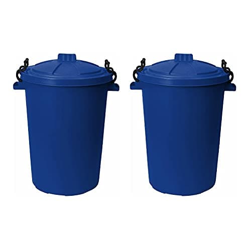 Image of TENLITE Set of 2-50Litre DARK BLUE Heavy Duty Plastic Clip Lock Lid Bin Indoor or Outdoor Rubbish, Trash Can, Dustbin Waste or Storage of Animal Feed, Colourful Bins - Made in U.K. (Dark Blue)