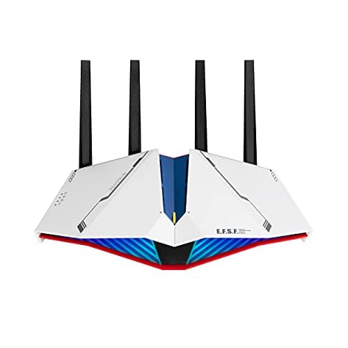 Image of ASUS RT-AX82U AX5400 Dual-band WiFi 6 Gaming Router GUNDAM EDITION, Mesh WiFi, Lifetime Free Internet Security, Dedicated Gaming Port, Mobile Game Boost, MU-MIMO, Streaming & Gaming, AURA RGB lighting