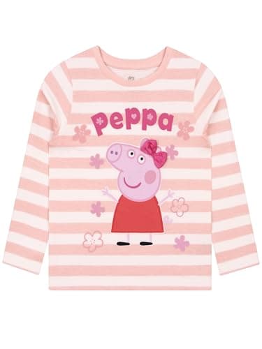 Image of Peppa Pig Kids Long Sleeve T Shirt with 3D Bow, Cute Girls Long Sleeve Tops, Girls' T-Shirts, 2-3 Years Pink