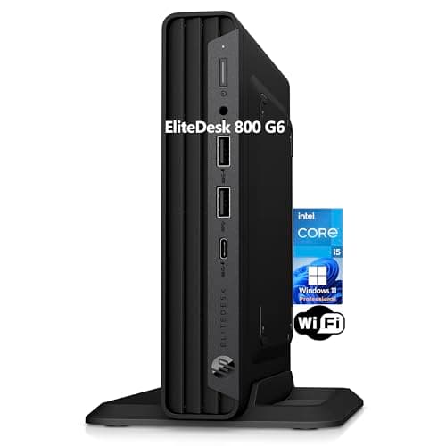 Image of HP EliteDesk 800 G6 Business Mini PC Desktop Computer, Intel Hexa-Core i5-10400 (Beat i7-8700), 16GB DDR4 RAM, 512GB PCIe SSD, WiFi, Bluetooth, Type-C, Keyboard & Mouse, Windows 11 Pro, Tilsiy Cable