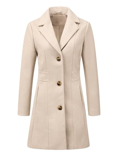 Image of Allegra K Women's Trench Coats Single Breasted Long Outerwear Winter Coat Cream White L