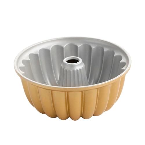 Image of Nordic Ware 58677 Elegant Party 10-Cup Pan Original Cast Aluminium, Bundt Tin with Fluted Pattern, Cake Mould Made in The USA, Colour: Gold